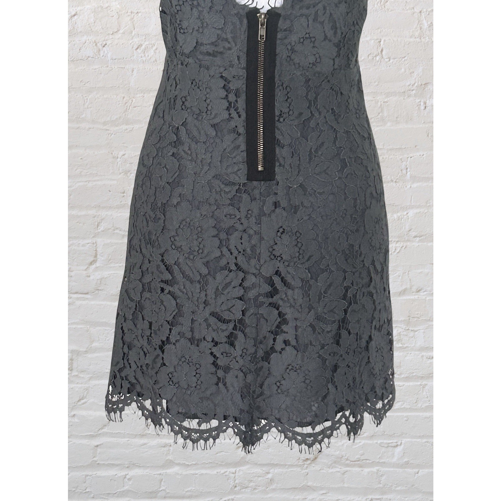 Chaser Lace Pewter Gray Cocktail Event Party Dress Sz M Wedding Guest Dark Fairy — image 7 of 8